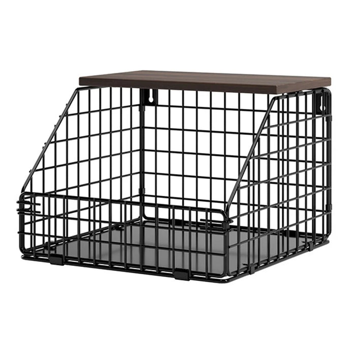 Wall Mounted Kitchen Storage Rack Large Size Thickened Iron Wood Organizer Foldable Vegetable Fruit Basket - 1