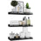 3Pcs / Set Floating Shelves with Metal Rail Bathroom Wall Mounted Wood Storage Rack - Black - 1