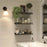 3Pcs / Set Floating Shelves with Metal Rail Bathroom Wall Mounted Wood Storage Rack - Black - 4