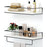 2Pcs / Set Wood + Iron Floating Bathroom Shelf with Towel Bar Wall Mounted Kitchen Spice Storage Rack - White+Black - 1