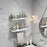 2Pcs / Set Wood + Iron Floating Bathroom Shelf with Towel Bar Wall Mounted Kitchen Spice Storage Rack - White+Black - 2