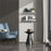 2Pcs / Set Wood + Iron Floating Bathroom Shelf with Towel Bar Wall Mounted Kitchen Spice Storage Rack - White+Black - 4