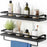 2Pcs / Set Iron + Wood Wall Mounted Shelf Bathroom Kitchen Storage Rack with Towel Bar - Black - 1