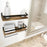2Pcs / Set Iron + Wood Wall Mounted Shelf Bathroom Kitchen Storage Rack with Towel Bar - Black - 2
