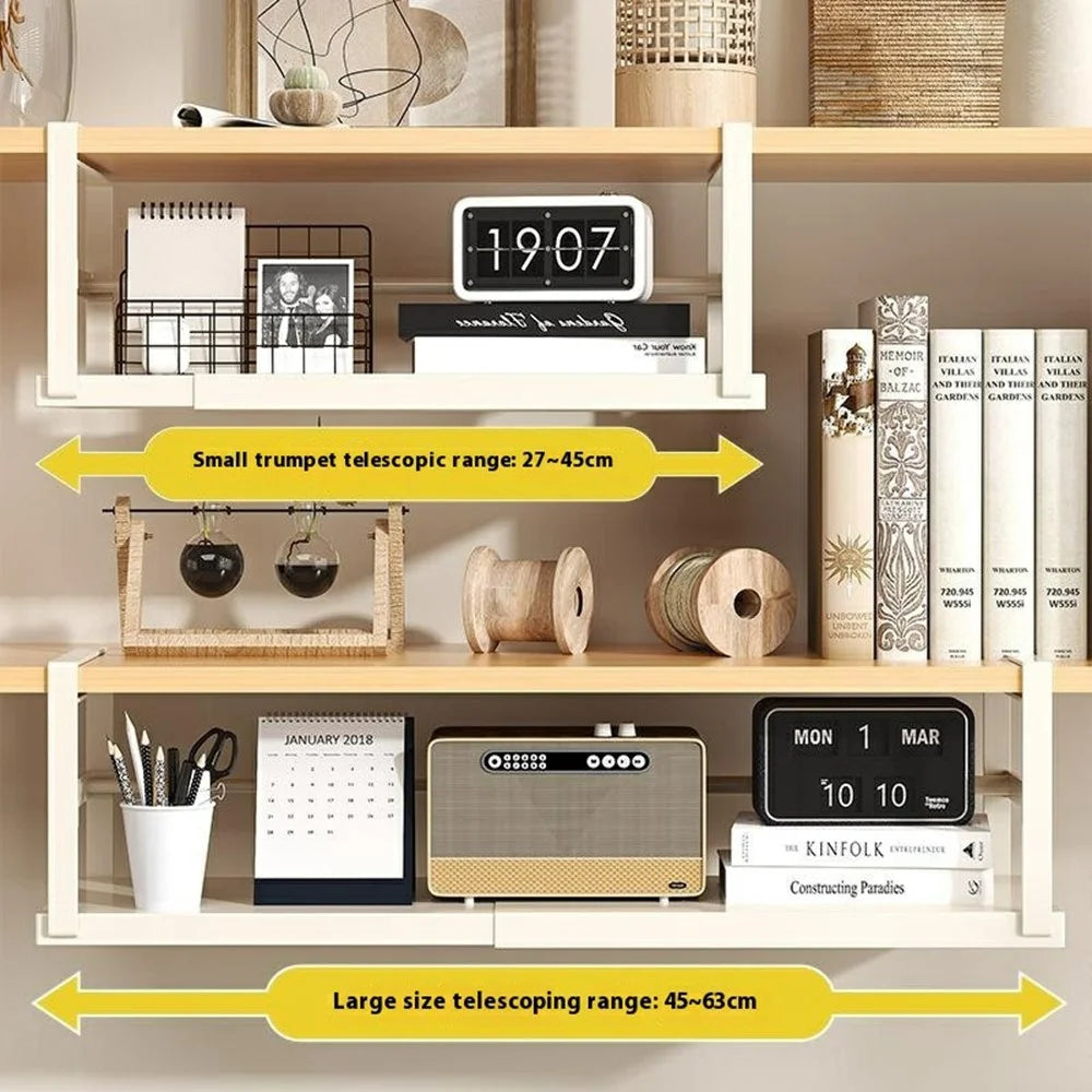 27-45cm Adjustable Length Under Cabinet Organizer Kitchen Storage Shelf Carbon Steel Cabinet Hanging Rack - Stainless Steel + White - 6