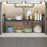 Expandable Under Sink Organizer Carbon Steel Kitchen Cabinet Storage Rack Single Tier 4 Boards Adjustable Shelf - Black - 1