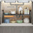 Expandable Under Sink Organizer Carbon Steel Kitchen Cabinet Storage Rack Single Tier 4 Boards Adjustable Shelf - Black - 4