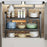 Expandable Under Sink Organizer Carbon Steel Kitchen Cabinet Storage Rack Dual Tier 6 Boards Adjustable Shelf - Black - 4