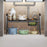 Expandable Under Sink Organizer with Storage Basket Carbon Steel Kitchen Cabinet Storage Rack Single Tier 2 Boards Adjustable Shelf - Black - 1