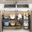 Expandable Under Sink Organizer with 4 Storage Baskets Carbon Steel Kitchen Cabinet Storage Rack 2-Tier 4 Boards Adjustable Shelf - Black - 5