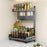 Kitchen Spice Rack Organizer 2-Tier 30cm Width Countertop Storage Shelf Utensil Holder for Knife Cutlery - Grey - 1
