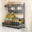 Kitchen Spice Rack Organizer 2-Tier 40cm Width Countertop Storage Shelf Utensil Holder for Knife Cutlery - Grey - 1