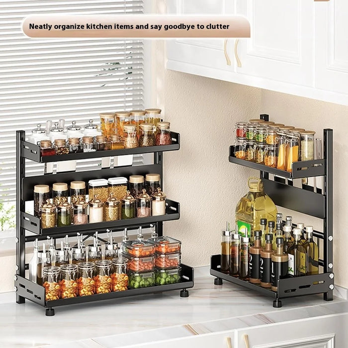Kitchen Spice Rack Organizer 3-Tier 30cm Width Countertop Storage Shelf Utensil Holder for Knife Cutlery - Grey - 5