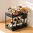 Under Sink Organizer with Hooks 2-Tier Pull-Out Kitchen Storage Rack Drainer Shelf - Black - 1
