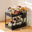 Under Sink Organizer with Hooks 2-Tier Pull-Out Kitchen Storage Rack Drainer Shelf - Black - 2