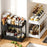 Under Sink Organizer with Hooks 2-Tier Pull-Out Kitchen Storage Rack Drainer Shelf - Black - 6