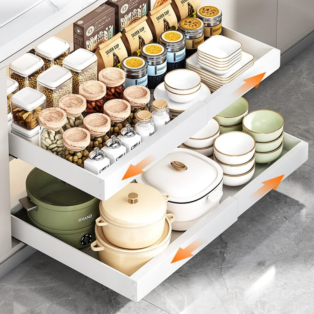Extendable 42-68cm Length Pull Out Cabinet Organizer Under Sink Drawer Kitchen Storage Rack - 6