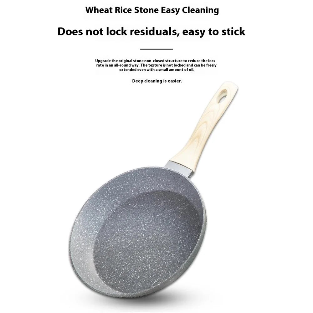 Kitchen Maifanite Cookware Set Marble Texture Non-Stick Frying Pan Soup Pot Kit (BPA Free, No FDA) - Grey - 5