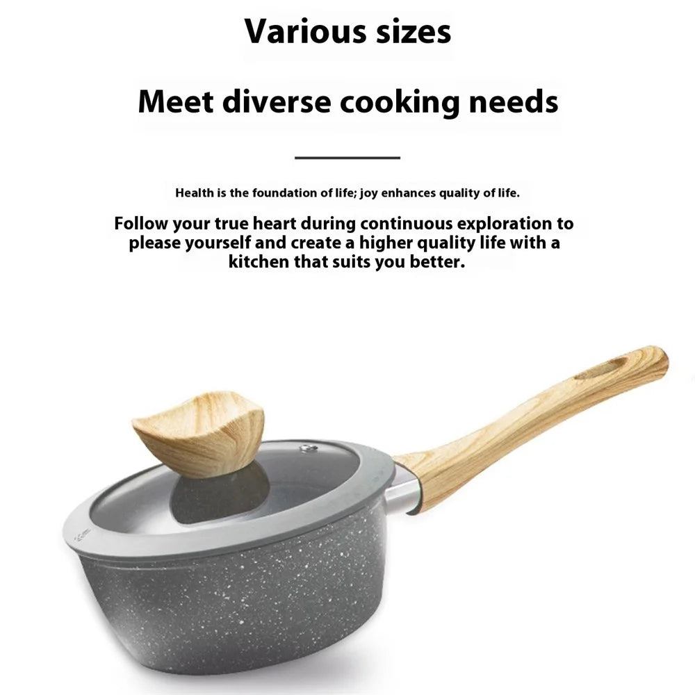 Kitchen Maifanite Cookware Set Marble Texture Non-Stick Frying Pan Soup Pot Kit (BPA Free, No FDA) - Grey - 6