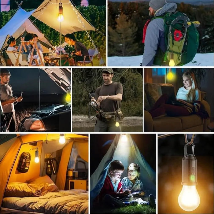 Solar Powered Hooked Camping Light Bulb 3 Modes Outdoor Tungsten Tent Lamp - Heart Shape - 3