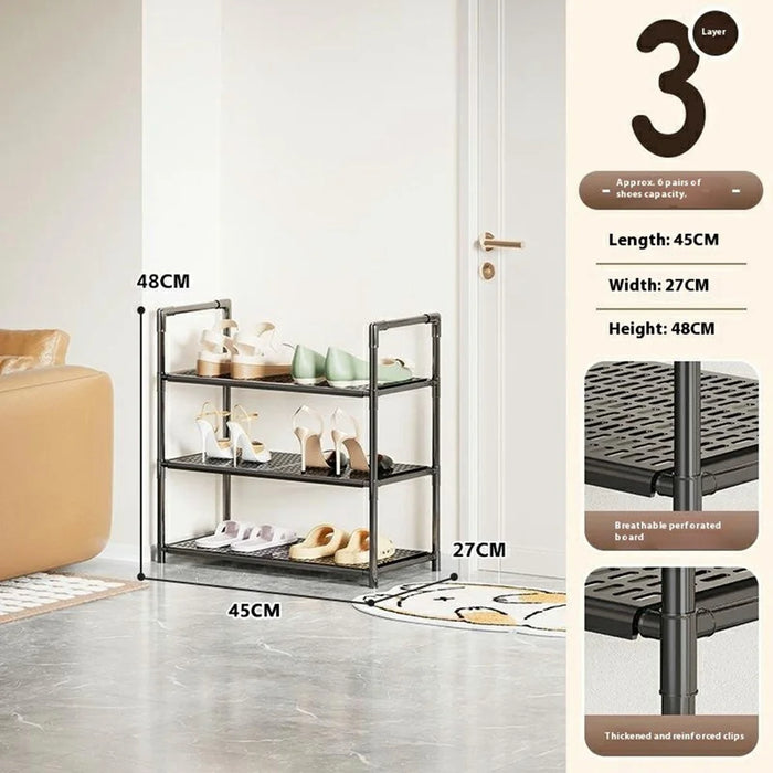 3-Tier Holes Board Shoe Rack Entryway Home Dorm Small Space Shoes Storage Organizer, 45cm Length - 4