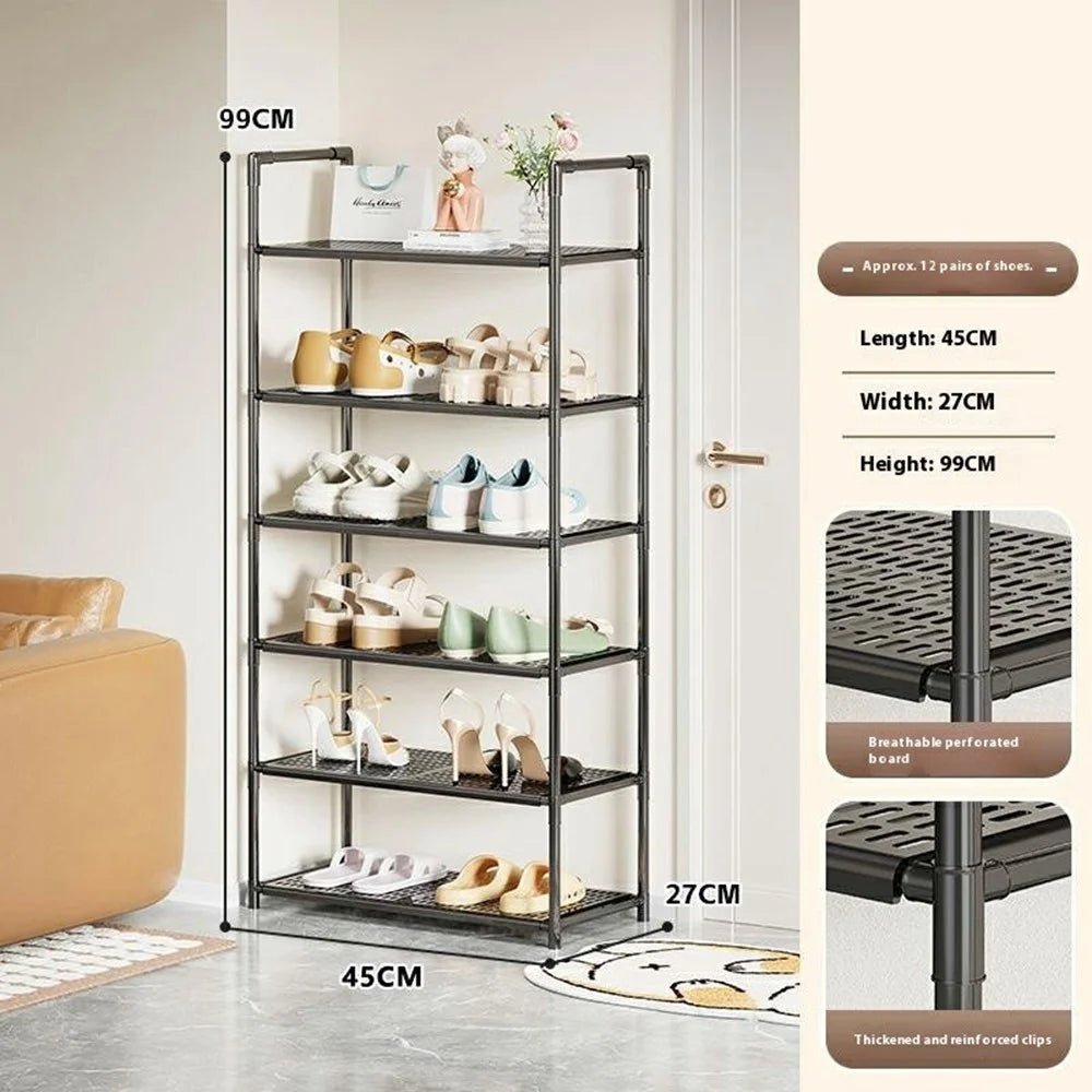 6-Tier Holes Board Shoe Rack Entryway Home Dorm Small Space Shoes Storage Organizer, 45cm Length - 5