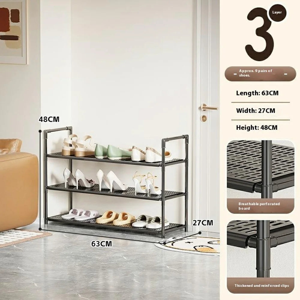 3-Tier Holes Board Shoe Rack Entryway Home Dorm Small Space Shoes Storage Organizer, 63cm Length - 4