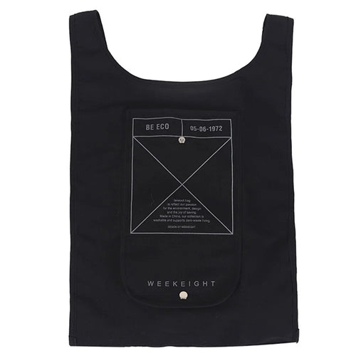 WEEKEIGHT Waterproof Nylon Portable Shopping Bag Folding Reusable Supermarket Sundries Bag - Black - 1