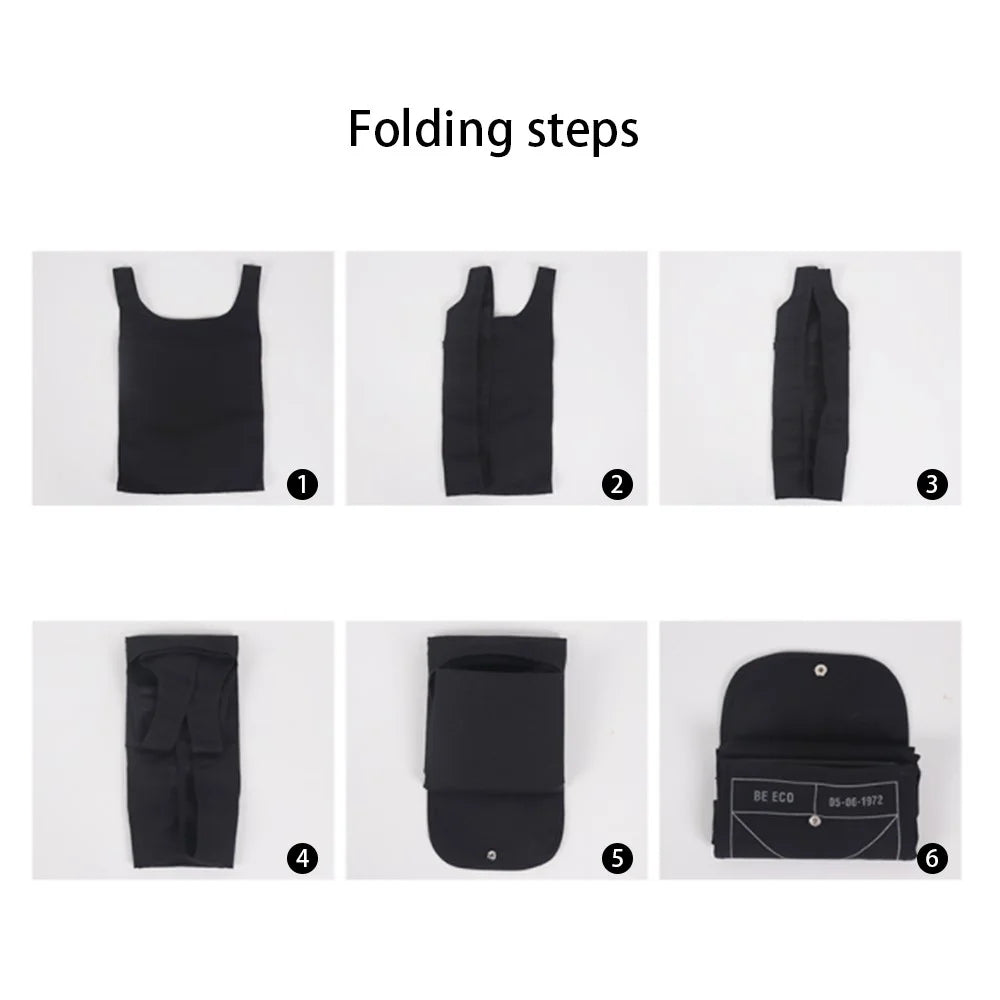 WEEKEIGHT Waterproof Nylon Portable Shopping Bag Folding Reusable Supermarket Sundries Bag - Black - 2