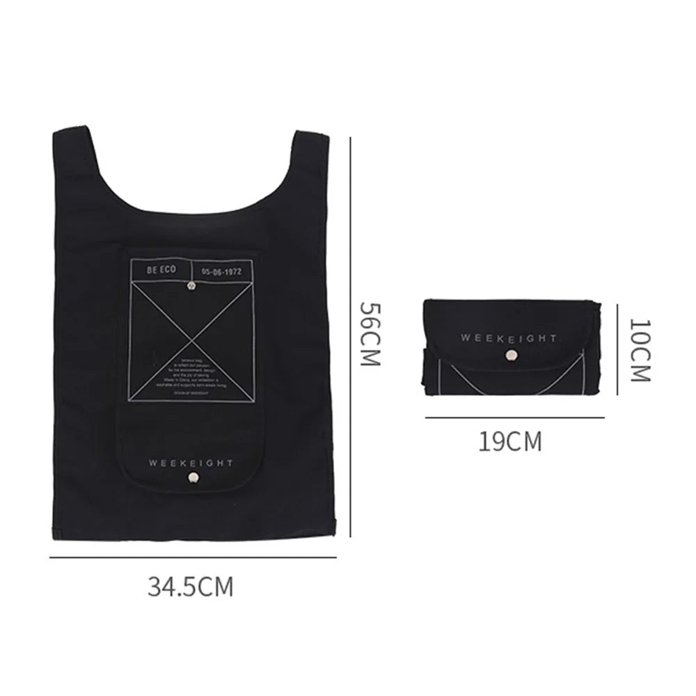 WEEKEIGHT Waterproof Nylon Portable Shopping Bag Folding Reusable Supermarket Sundries Bag - Black - 3