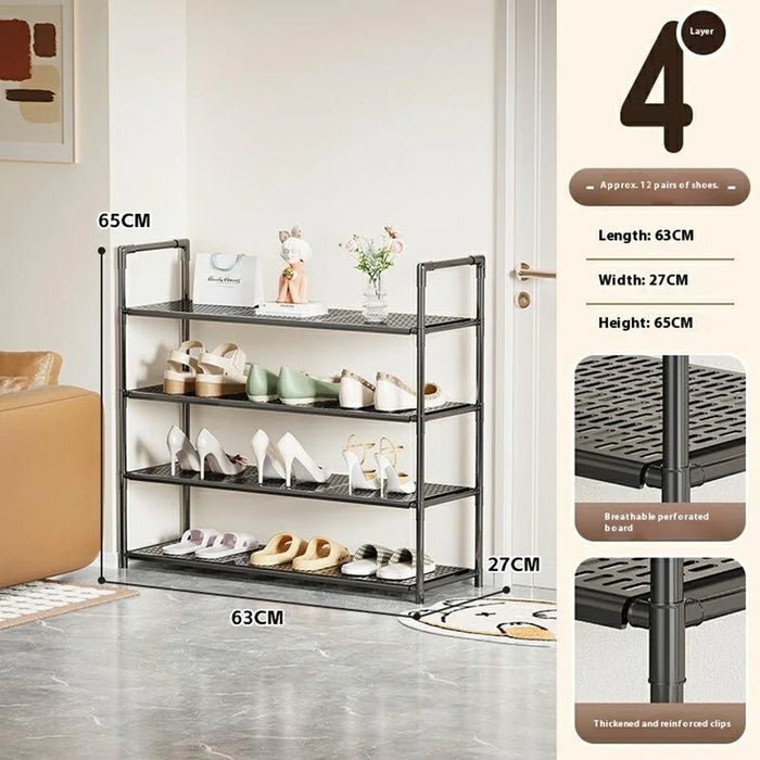 4-Tier Holes Board Shoe Rack Entryway Home Dorm Small Space Shoes Storage Organizer, 63cm Length - 5