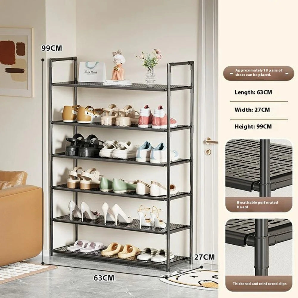 6-Tier Holes Board Shoe Rack Entryway Home Dorm Small Space Shoes Storage Organizer, 63cm Length - 5