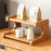 Trapezoid Wooden 2 Tier Storage Shelf Windowsill Balcony Plant Stand Cup Holder Desktop Display Rack, 35cm Length - Flat Board - 1