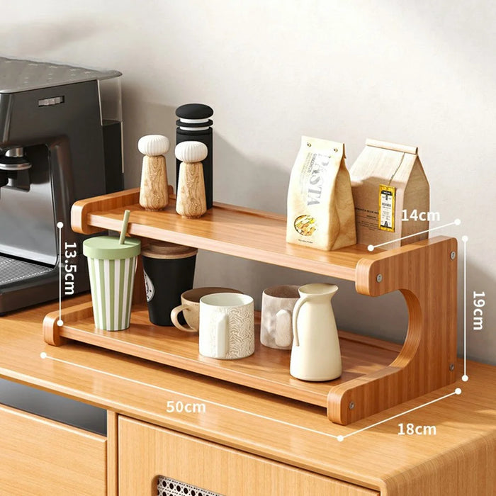 Tiered Display Shelf 2 Tier 50cm Draining Rack Cup Storage Holder Organizer for Windowsill / Balcony / Desktop - Flat Version - 3