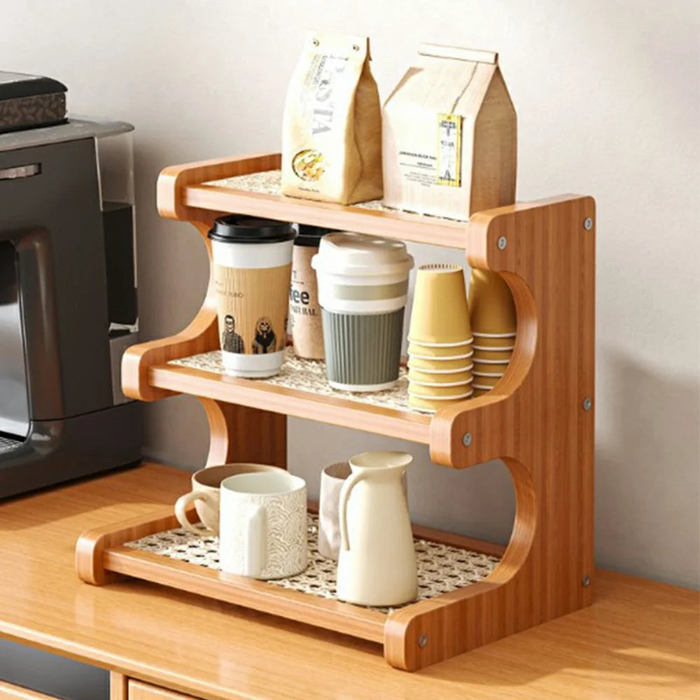 Trapezoid Display Stand 35cm 3 Tier Storage Holders Organizer for Cups Plants Windowsill Balcony - Net Version - 1
