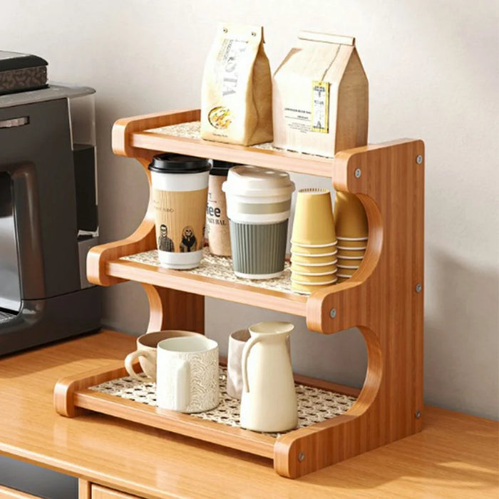Trapezoid Display Stand 35cm 3 Tier Storage Holders Organizer for Cups Plants Windowsill Balcony - Net Version - 1