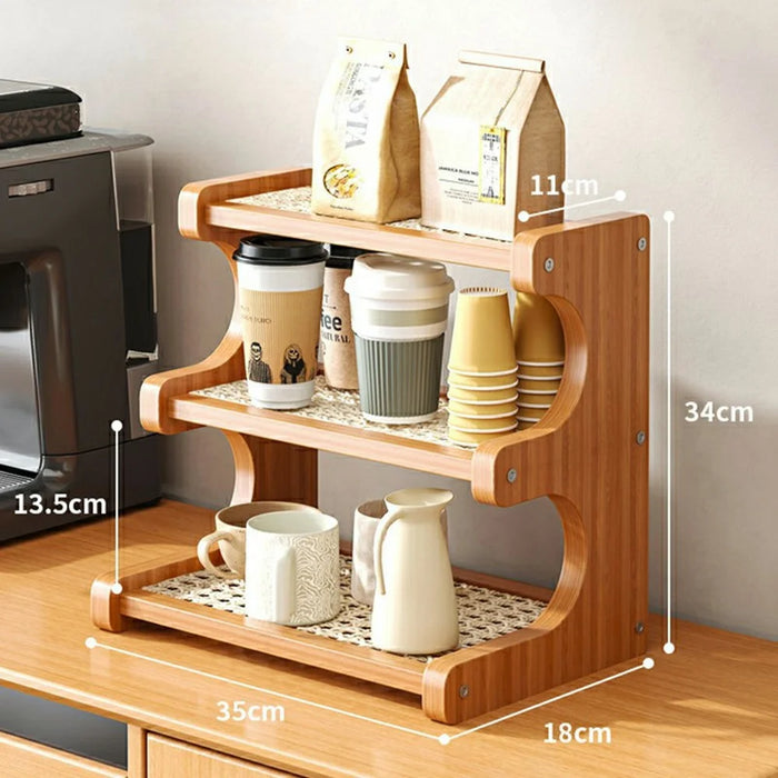 Trapezoid Display Stand 35cm 3 Tier Storage Holders Organizer for Cups Plants Windowsill Balcony - Net Version - 3