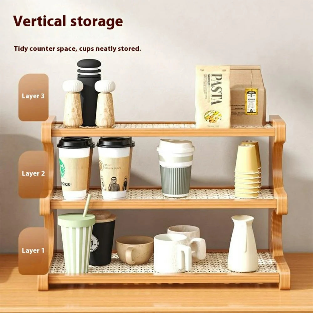Tiered Display Stand 50cm 3-Tier Storage Holder Organizer for Cups / Plants Draining Rack Desktop Showcase - Net Version - 3
