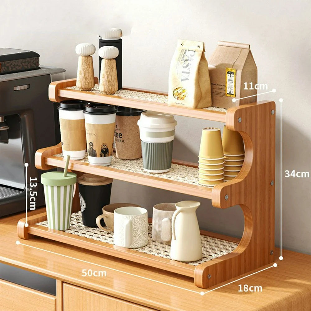 Tiered Display Stand 50cm 3-Tier Storage Holder Organizer for Cups / Plants Draining Rack Desktop Showcase - Net Version - 5
