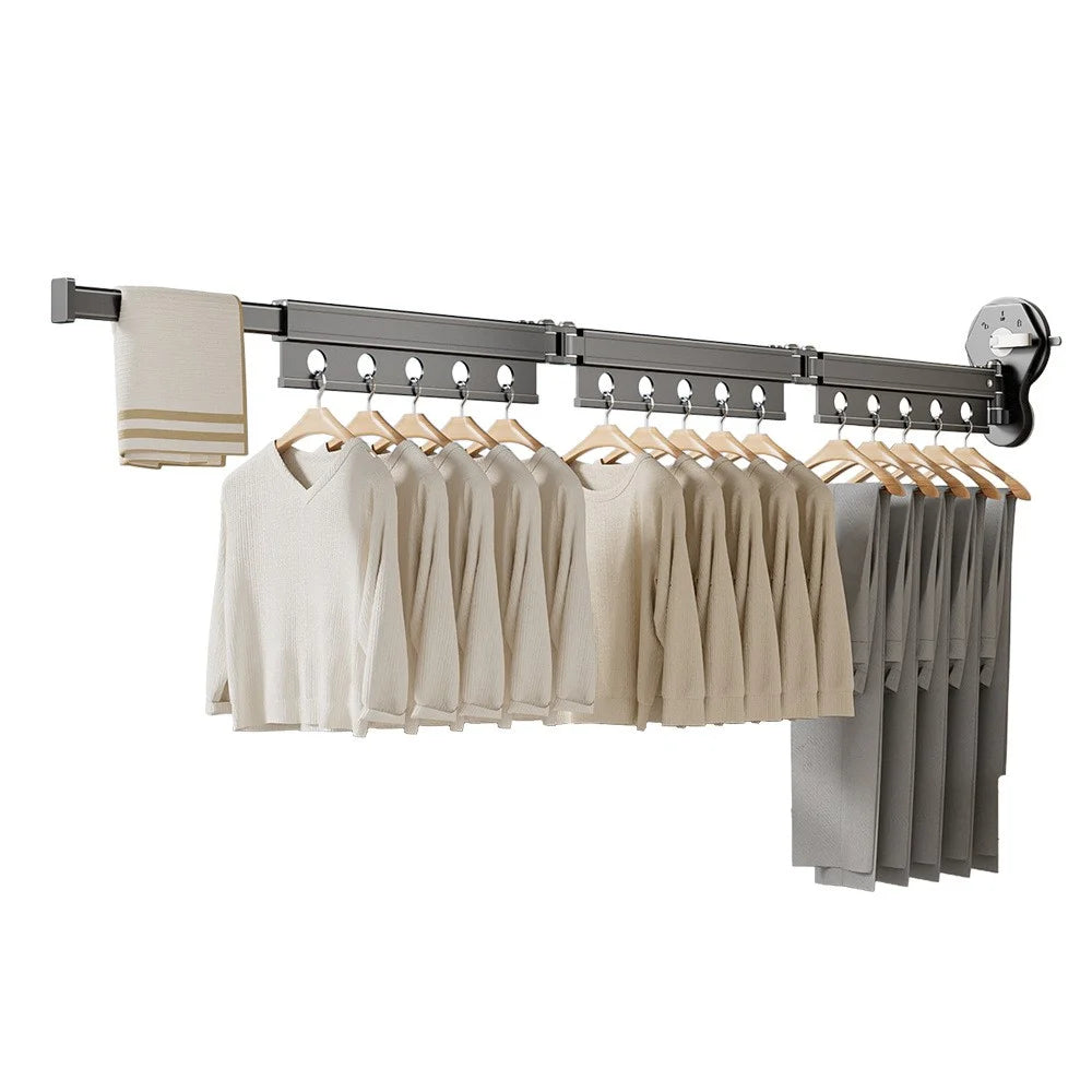 4 Sections Clothes Drying Rack Suction Cup Aluminum Retractable Folding Laundry Rack - 1