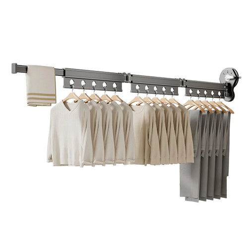 4 Sections Clothes Drying Rack Suction Cup Aluminum Retractable Folding Laundry Rack - 1