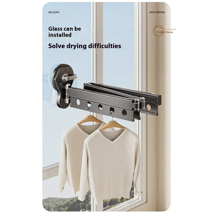 3 Sections Clothes Drying Rack Suction Cup Aluminum Retractable Folding Laundry Rack - 4