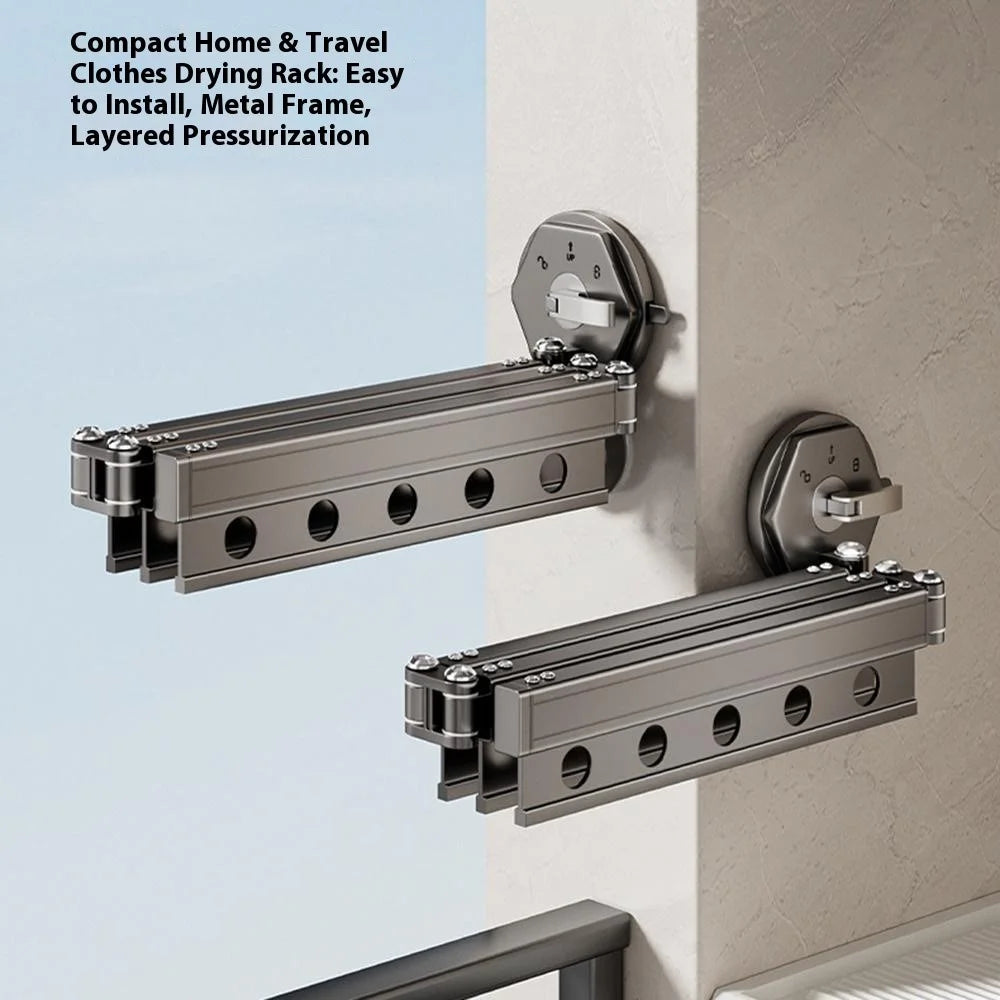 2 Sections Clothes Drying Rack Suction Cup Aluminum Retractable Laundry Rack - 3