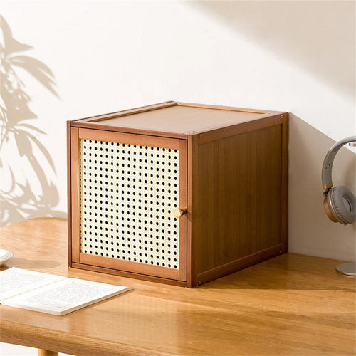 Modular Wooden Grid Cabinet Freestanding Storage Bookshelf for Home  /  Window Display - Brown - 1