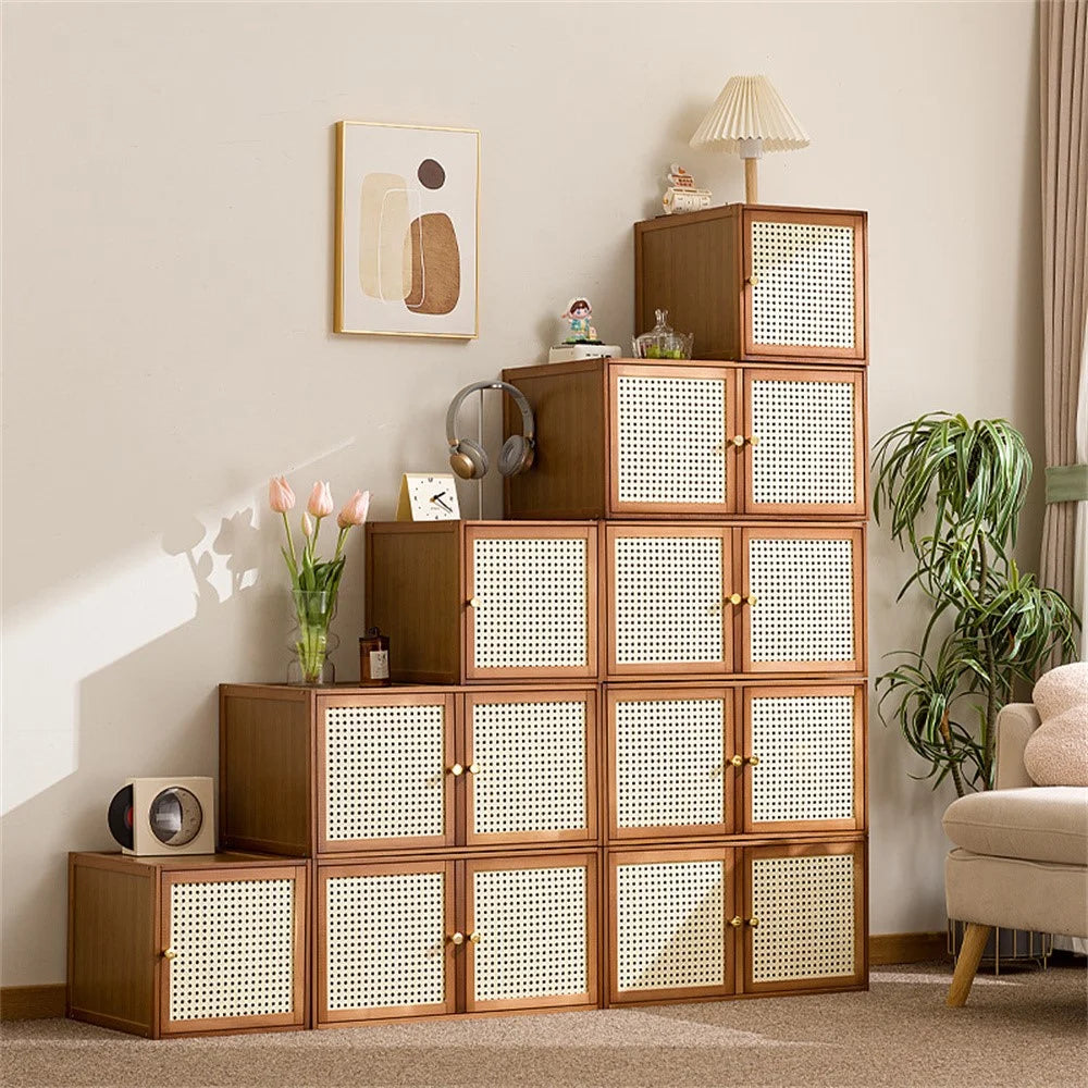Modular Wooden Grid Cabinet Freestanding Storage Bookshelf for Home  /  Window Display - Brown - 6