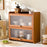 2-Door 50cm Desktop Storage Cabinet Organizer Display Shelf for Tea Set / Kitchenware / Cosmetics / Cups - Stripe - 2