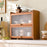 2-Door 50cm Desktop Storage Cabinet Organizer Display Shelf for Tea Set / Kitchenware / Cosmetics / Cups - Stripe - 3