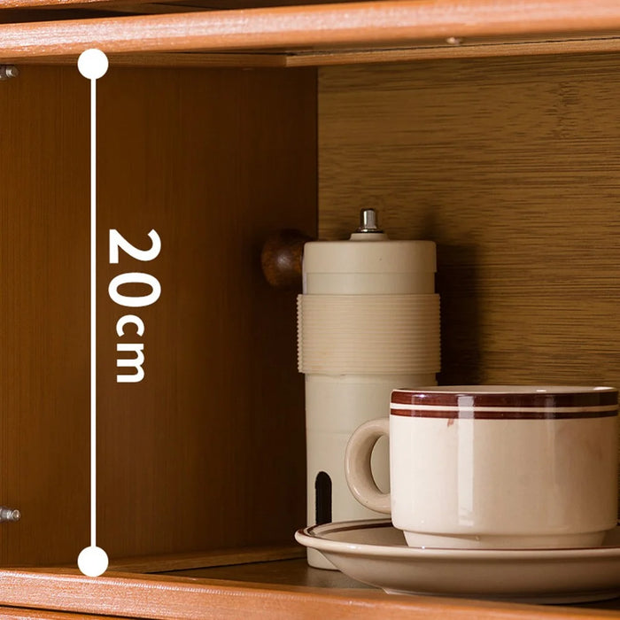 2-Door 50cm Desktop Storage Cabinet Organizer Display Shelf for Tea Set / Kitchenware / Cosmetics / Cups - Stripe - 7