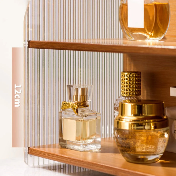Cosmetic Organizer Vanity Shelf Skincare Perfume Storage Rack Desktop Display Stand - Brown / Style A - 5