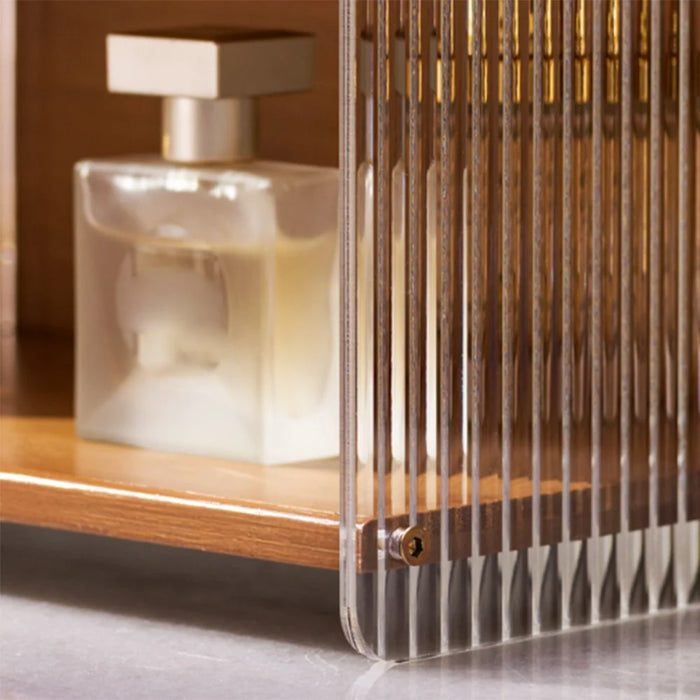 Cosmetic Organizer Vanity Shelf Skincare Perfume Storage Rack Desktop Display Stand - Brown / Style A - 6
